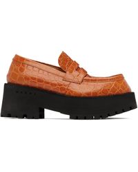 Marni - Orange Croc-embossed Platform Loafers - Lyst