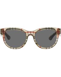 Burberry - Check Round Sunglasses - Lyst