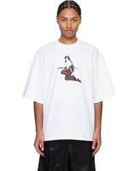 Abra - T-Shirt 'Office Girl' Blanc À Col Ras Du Cou Exclusif À Ssense - Lyst