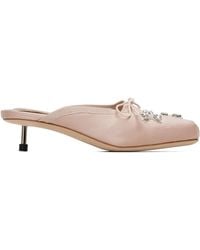 Simone Rocha - Mules À Talon Roses À Bout Carré Et À Ornements Facettés - Lyst
