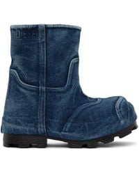 DIESEL - Blue D-hammer Ch Md Denim Ankle Boots - Lyst