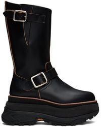 Sacai Black Wingtip Engineer Boots | Lyst