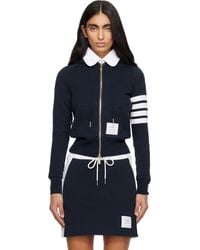 Thom Browne - Classic Loopback 4-Bar Full Zip Hoodie - Lyst