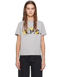 A.P.C. - T-shirt gris à image à logo - pokémon - Lyst