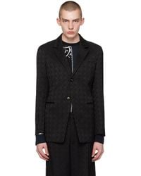 Marine Serre - Veston noir à motif moon et à carreaux en tissu jacquard - line - Lyst