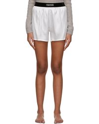 Shop Tom Ford Purple Velvet-trimmed Stretch-silk Satin Boxer Shorts Men