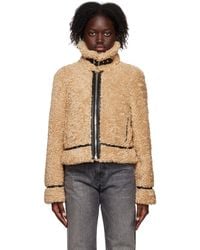 Stand Studio - Tan Audrey Faux-fur Jacket - Lyst