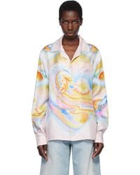CASABLANCA - Chemise À Manches Longues Multicolore En Soie À Motif - Lyst