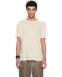 Rick Owens - T-Shirt Blanc Cassé À Couture Horizontale Aux Épaules - Lyst