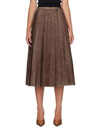 DIESEL - Distressed Pleated Faux-Leather Midi Skirt - Lyst