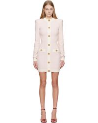 Balmain - Ls Buttoned Light Tweed Minidress - Lyst