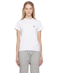 Maison Kitsuné - T-shirt blanc à logo de renard - Lyst