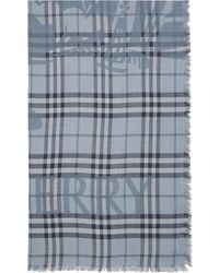 Burberry - Wide Knight Check Wool Silk Scarf - Lyst