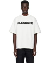 Jil Sander - T-shirt blanc cassé à logo modifié imprimé - Lyst