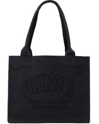 Ganni - Black Large Easy Shopper Tote - Lyst