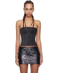 GUIZIO - Haut De Style Corset Noir En Satin - Lyst