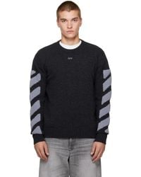 Off-White c/o Virgil Abloh - Diag Fuzzy Knit Crewneck Sweater - Lyst