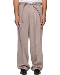 HUGO - Taupe Fashion-Fit Front Pleat Belt Detail Trousers - Lyst