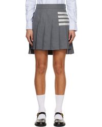 Thom Browne - Plain Weave 4-Bar Pleated Miniskirt - Lyst