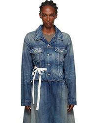 MM6 by Maison Margiela - Cropped Denim Jacket - Lyst