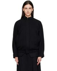 Tonywack - Wool Flannel Belted Stand Collar Bomber Jacket - Lyst