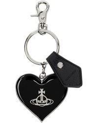 Vivienne Westwood - Black & Silver Mirror Heart Orb Keychain - Lyst