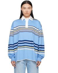 Amiri - Striped Oversized Long Sleeve Polo - Lyst