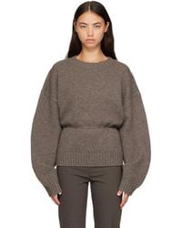 St. Agni - Taupe Wool Crew Neck Sweater - Lyst