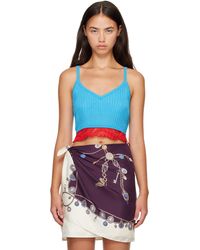Versace - Lace-Trim Viscose-Blend Ribbed Knit Tank Top - Lyst