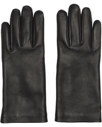 Balenciaga Leather Logo Gloves - Black