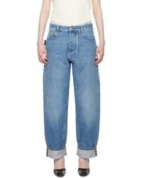 Bottega Veneta - Vintage Medium Indigo Turned Up Denim Jeans - Lyst