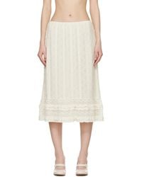 Anna Sui - Off- Floral Ruffle Stretch Lace Midi Skirt - Lyst