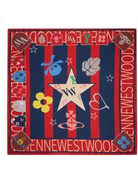 Vivienne Westwood - Foulard rouge et bleu marine à images de style football - Lyst