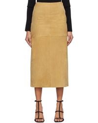 Ferragamo - Tan Paneled Midi Skirt - Lyst