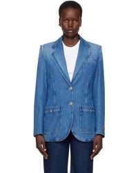 Versace - ブルー オーバーサイズ デニム テーラードジャケット - Lyst