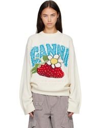 Ganni - Off- Oversized Strawberry Sweater - Lyst
