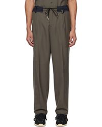 Sacai - Taupe Creased Trousers - Lyst
