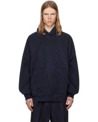 Juun.J - Pull À Capuche Teint Bleu Marine - Lyst