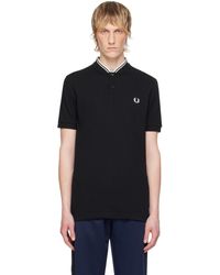Fred Perry - F Perry Henley noir à col officier - Lyst