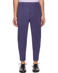 Homme Plissé Issey Miyake - Homme Plissé Issey Miyake Navy Monthly Color February Trousers - Lyst