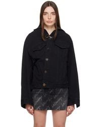 Balenciaga - Black Hooded Denim Jacket - Lyst