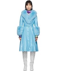 Saks Potts Ssense Exclusive Blue Shearling Foxy Gloss Coat