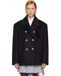 Thom Browne - Ziberline Finish Cashmere Oversized Pea Coat - Lyst