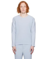Homme Plissé Issey Miyake - T-shirt à manches longues monthly color september bleu - Lyst