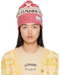 Ganni - Bonnet e à motif en tricot jacquard - Lyst