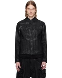 Julius - Blouson Motard Noir En Denim À Coutures Rabattues - Lyst