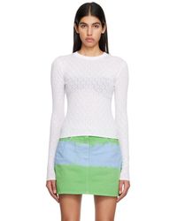 MSGM - White Crewneck Long Sleeve T-shirt - Lyst