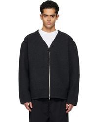 Nanamica - Cardigan Noir En Tricot Jauge 5 À Glissière - Lyst