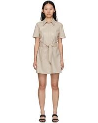 Nanushka - Taupe Halli Shirt Vegan Leather Dress - Lyst