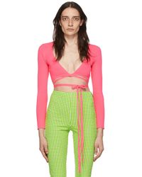 MSGM - Pink Polyester Cardigan - Lyst